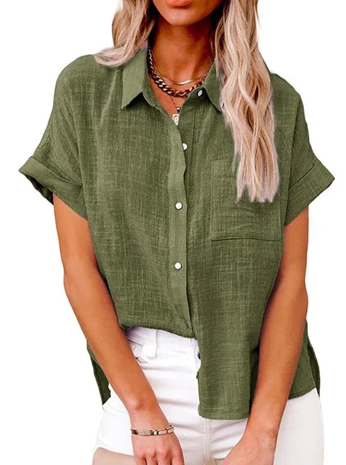 Virelia – Casual Short-sleeved Linen Blend Shirt
