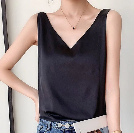 Novaine – High-quality Satin V-neck Top