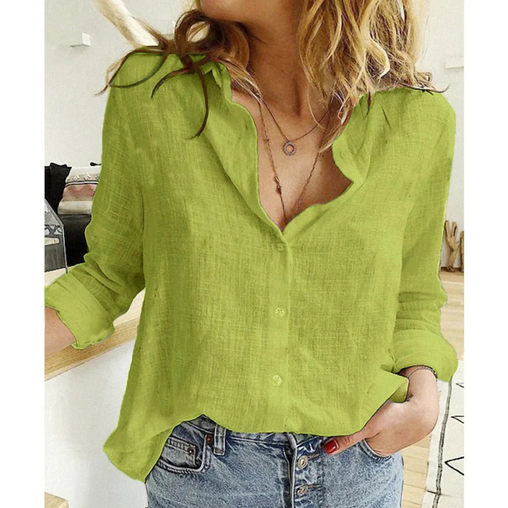 Cassira – Linen Blend Button-front Shirt