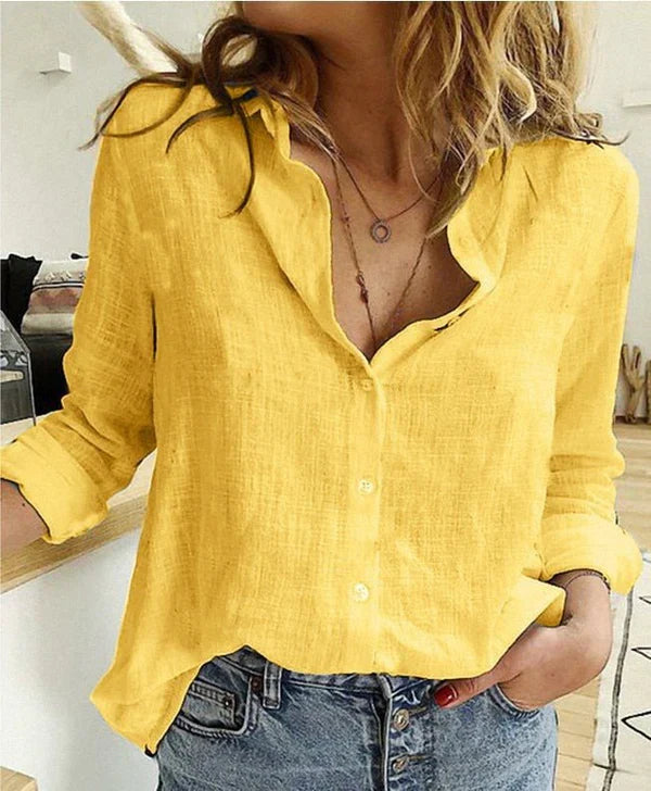 Cassira – Linen Blend Button-front Shirt