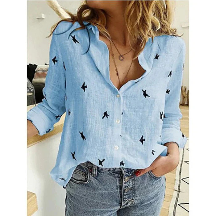 Cassira – Linen Blend Button-front Shirt