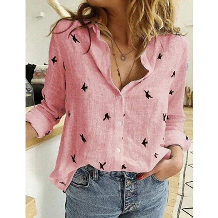 Cassira – Linen Blend Button-front Shirt
