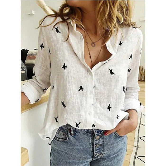 Cassira – Linen Blend Button-front Shirt