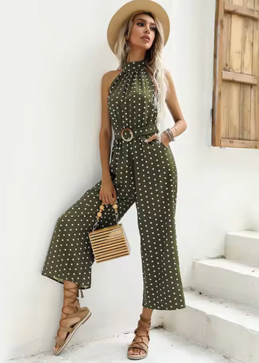 Fiorella - Polka Dot Halter Neck Jumpsuit