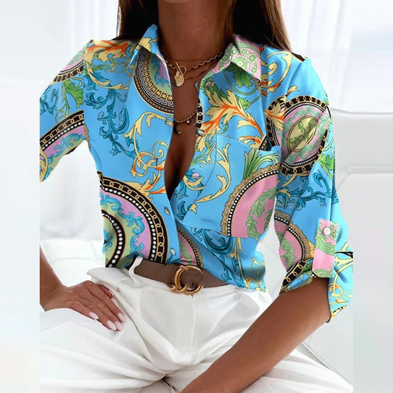 Taleniya – Artistic Printed Long-sleeved Blouse