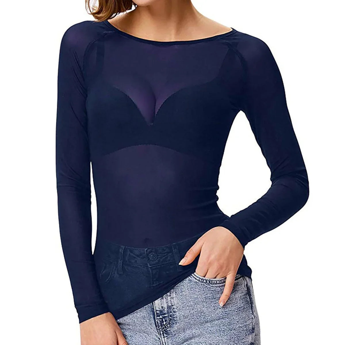 Tovia – Mesh Long Sleeve Top