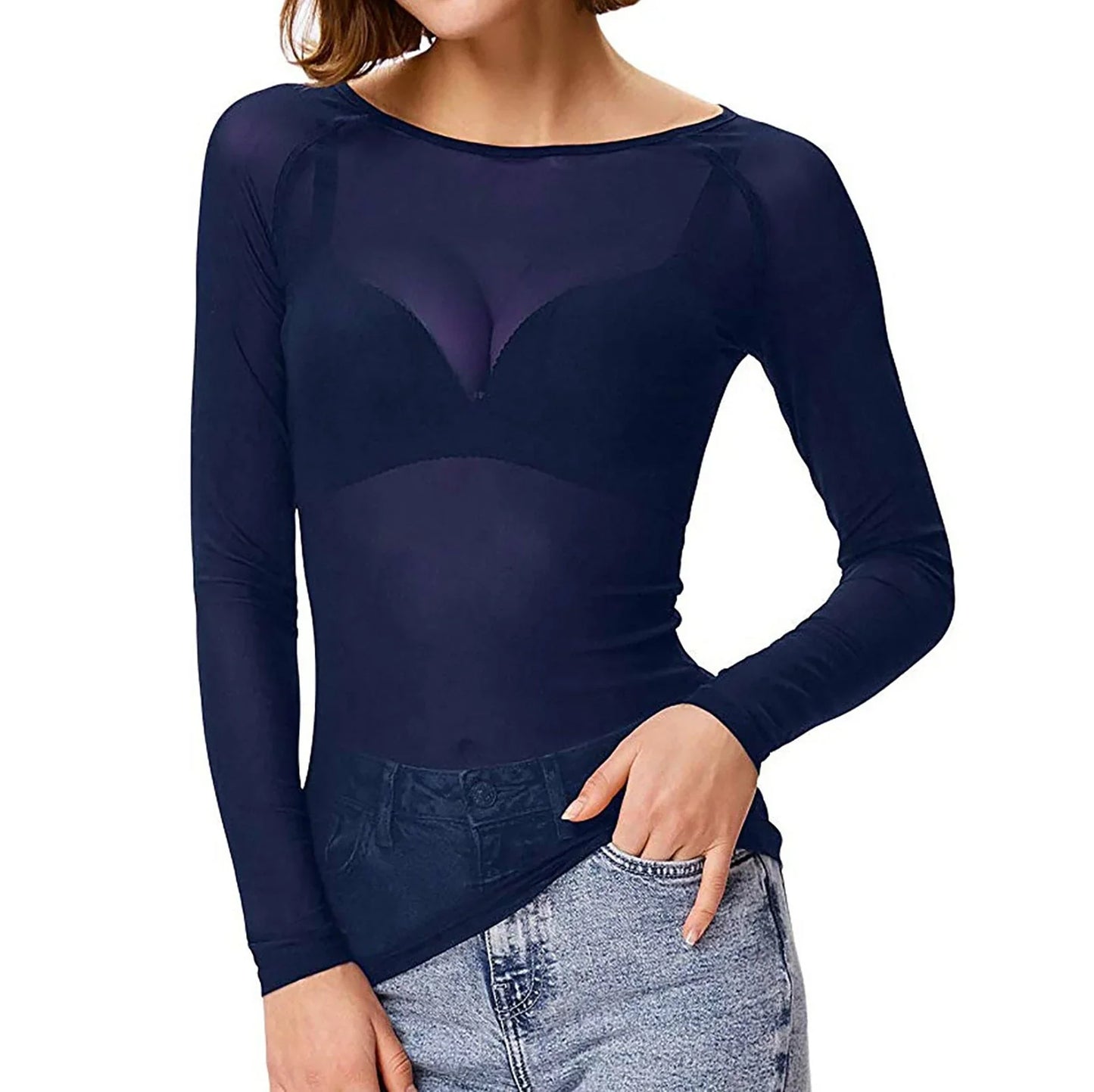 Morwenna – Sexy Sheer Mesh Long Sleeve Top