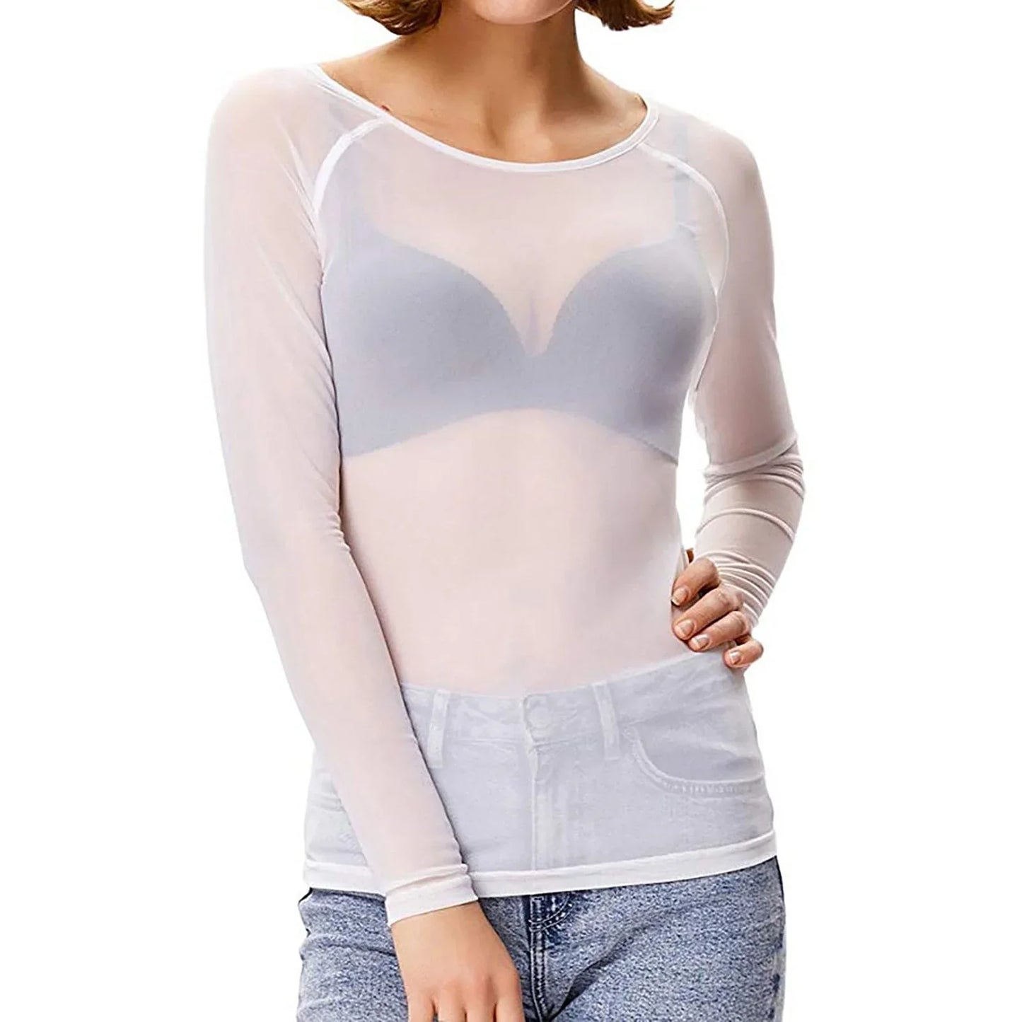 Morwenna – Sexy Sheer Mesh Long Sleeve Top