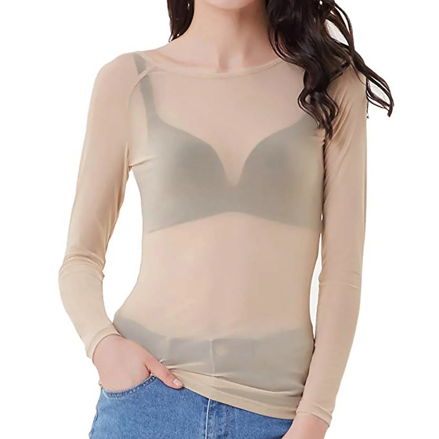Morwenna – Sexy Sheer Mesh Long Sleeve Top
