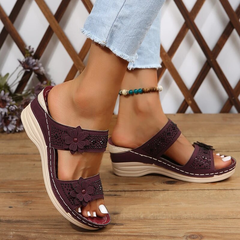 FLEUR - Orthopaedic flower wedge sandals