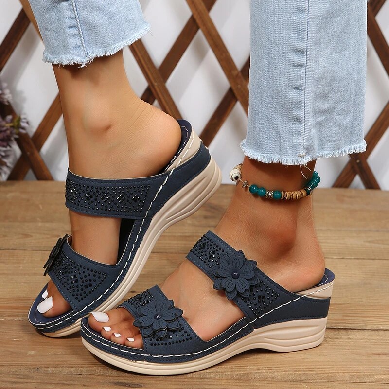 FLEUR - Orthopaedic flower wedge sandals