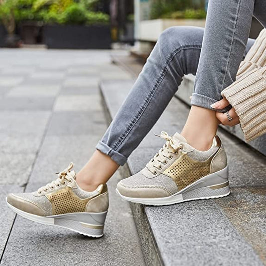 Amelia - Orthopaedic high heeled trainers with wedge heel