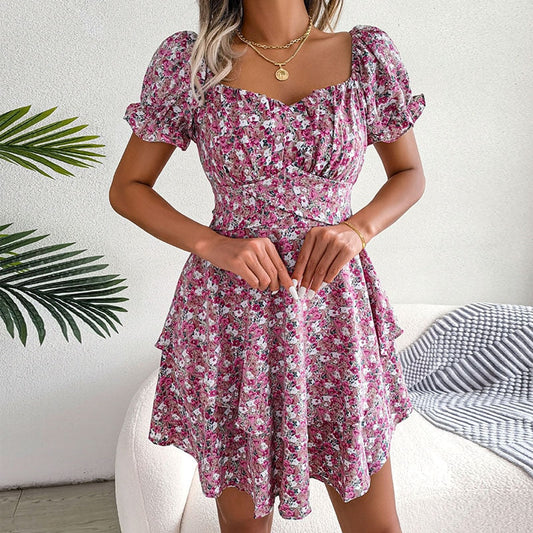 CLARE-Dress with square neckline and lacing