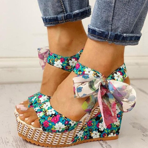Natalia - Floral orthopedic wedge sandals