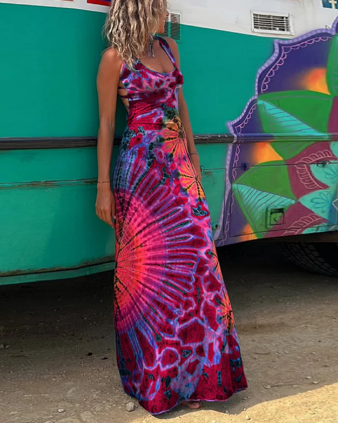 Layiah Layiah - Maxi dress with lacing and tie-dye print – the Z boutique