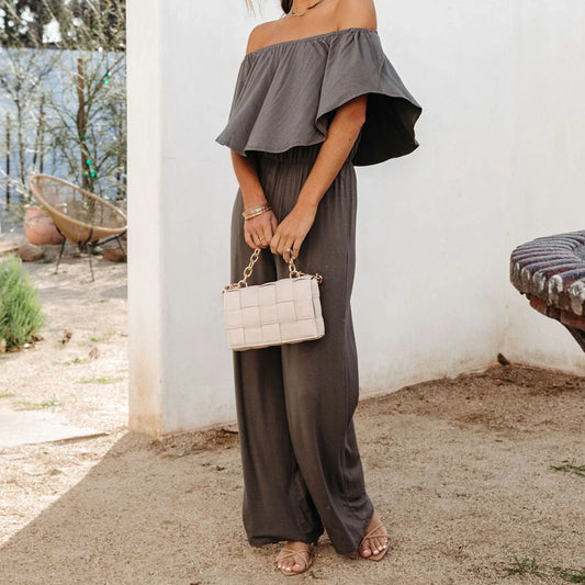 SANNE - Ruffled off-the-shoulder jumpsuit