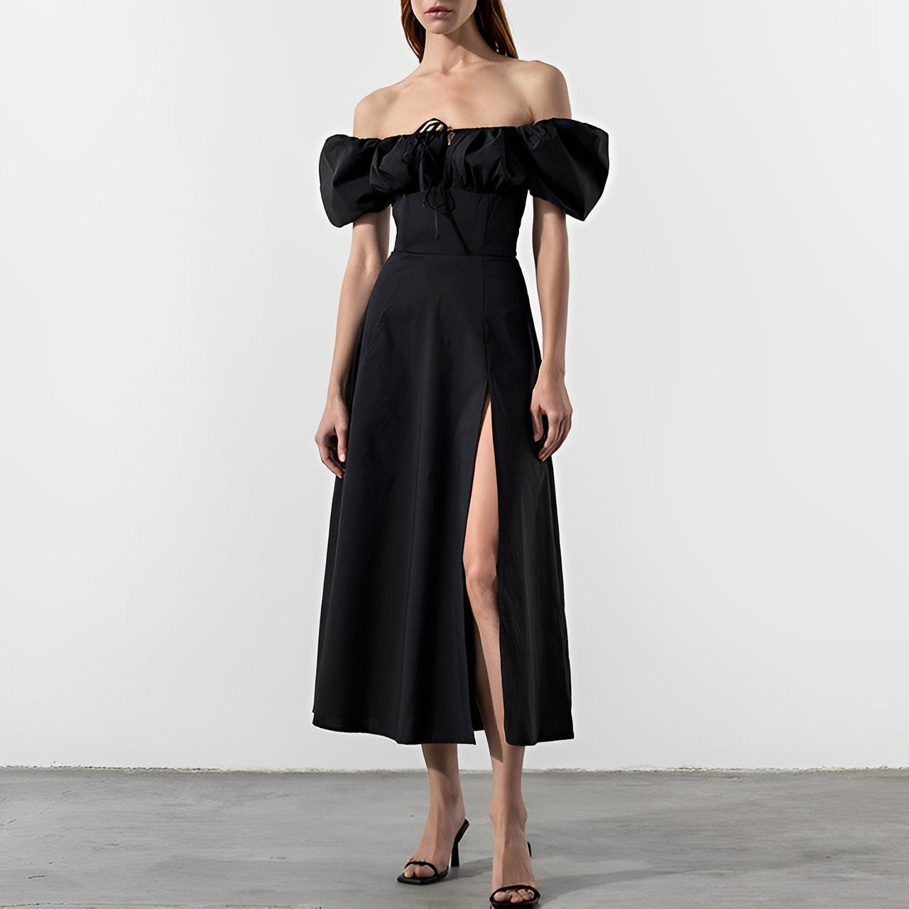 Hazel - Elegant dress with puff sleeves