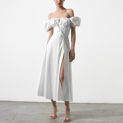 Hazel - Elegant dress with puff sleeves