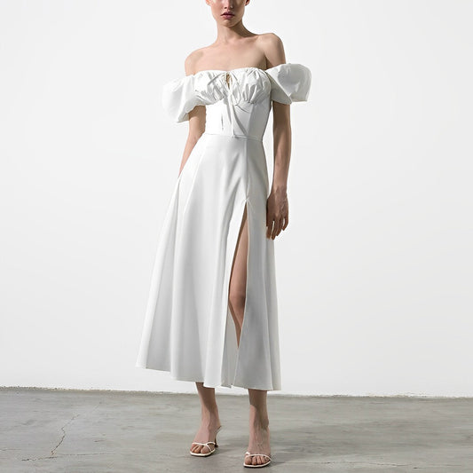 Hazel - Elegant dress with puff sleeves