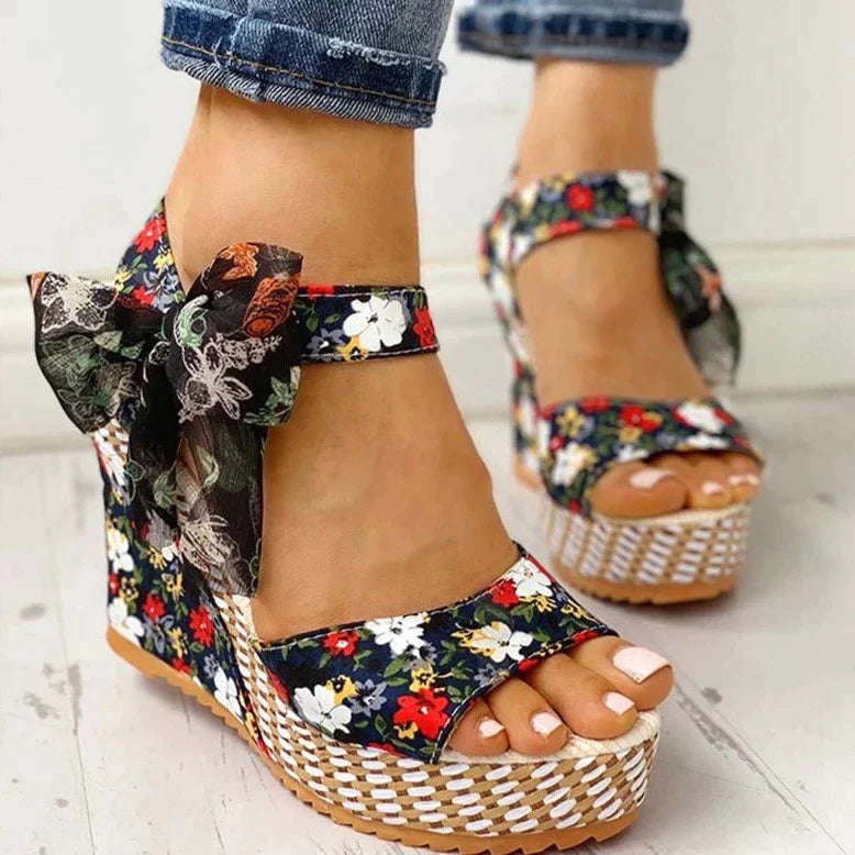 Natalia - Floral orthopedic wedge sandals