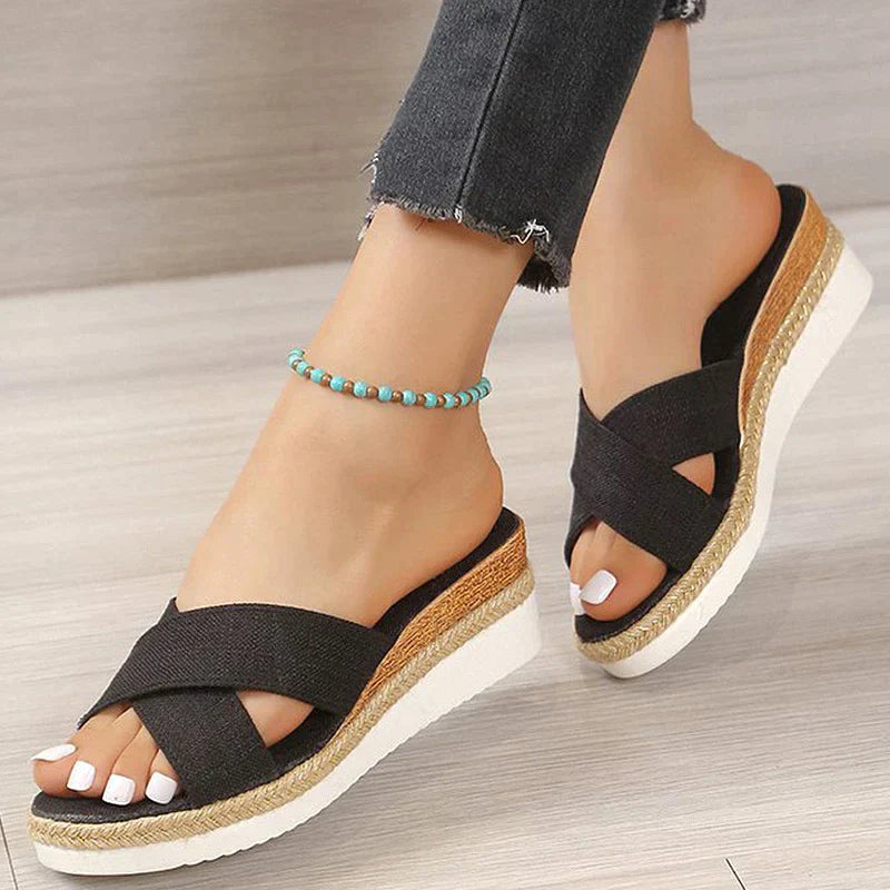 CLARET - Orthopaedic wedge sandals