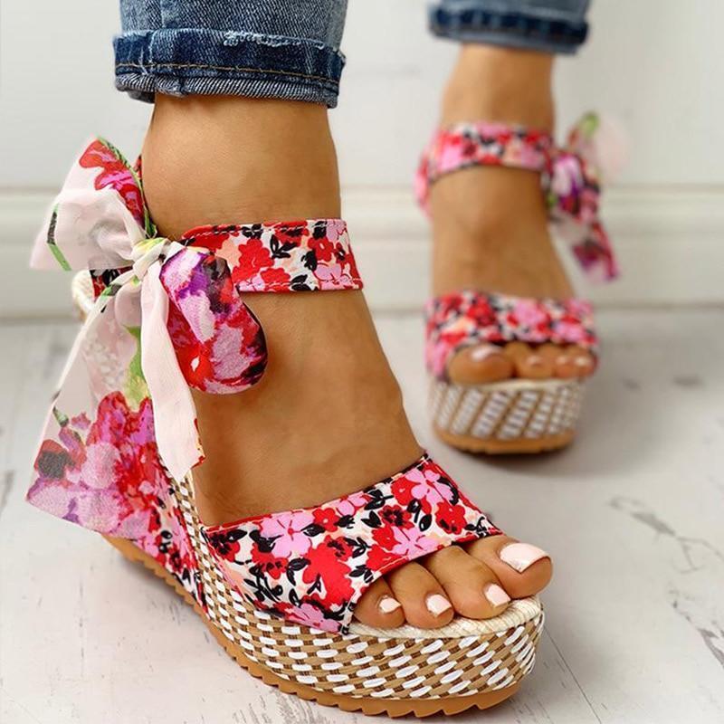 Natalia - Floral orthopedic wedge sandals